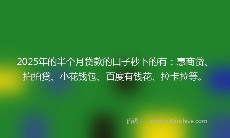 2025年的半个月贷款的口子秒下的有：惠商贷、拍拍贷、小花钱包、百度有钱花、拉卡拉等。