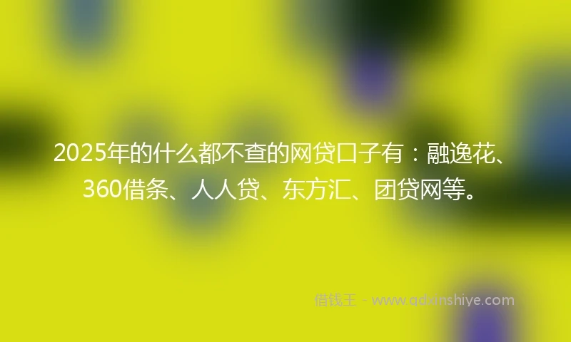 2025年的什么都不查的网贷口子有：融逸花、360借条、人人贷、东方汇、团贷网等。
