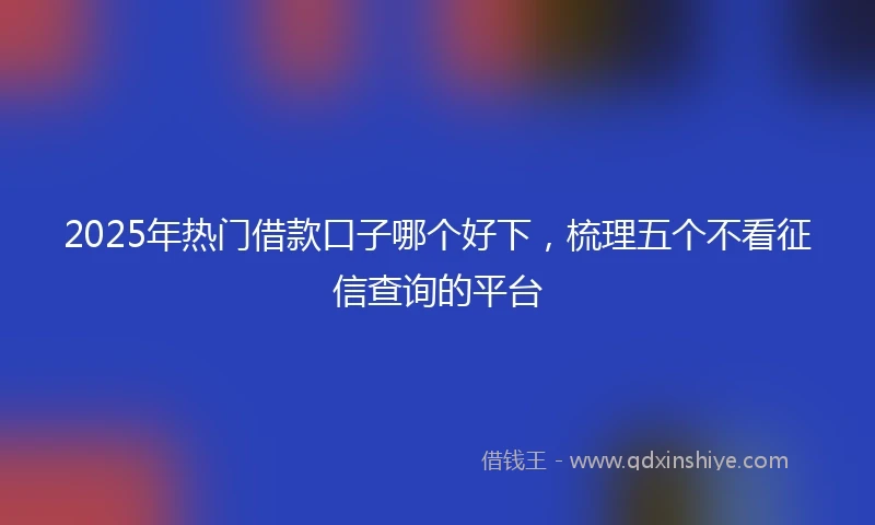 2025年热门借款口子哪个好下,梳理五个不看征信查询的平台