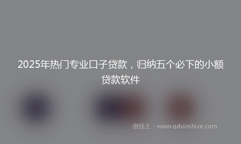 2025年热门专业口子贷款，归纳五个必下的小额贷款软件