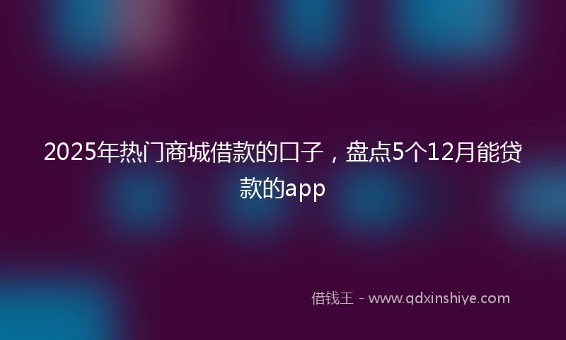 2025年热门商城借款的口子，盘点5个12月能贷款的app