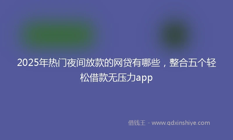 2025年热门夜间放款的网贷有哪些，整合五个轻松借款无压力app