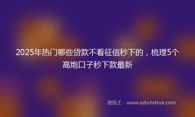 2025年热门哪些贷款不看征信秒下的，梳理5个高炮口子秒下款最新