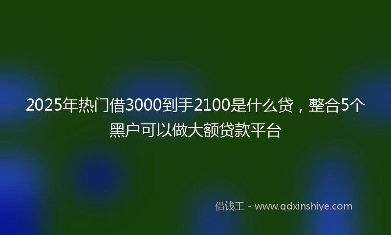 2025年热门借3000到手2100是什么贷，整合5个黑户可以做大额贷款平台