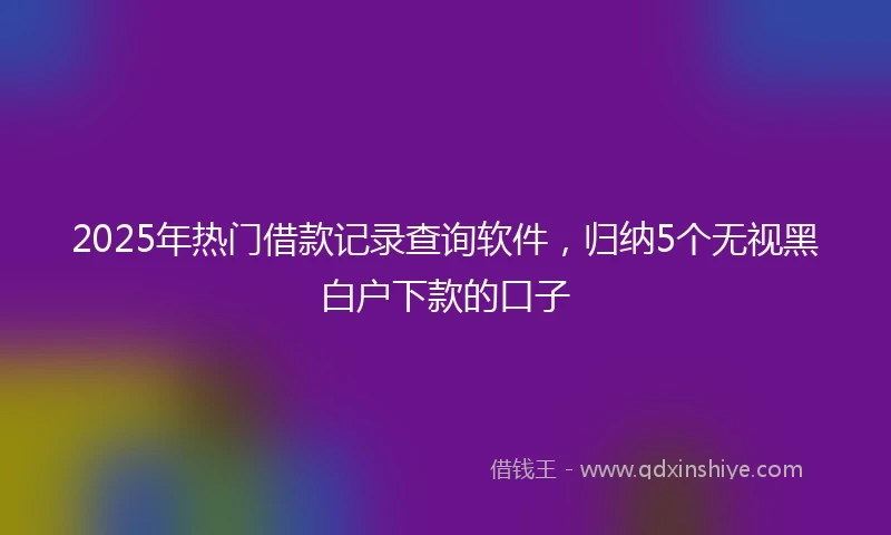2025年热门借款记录查询软件，归纳5个无视黑白户下款的口子