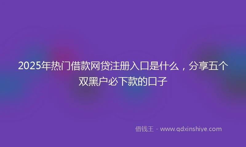 2025年热门借款网贷注册入口是什么，分享五个双黑户必下款的口子