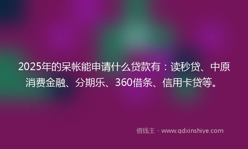 2025年的呆帐能申请什么贷款有：读秒贷、中原消费金融、分期乐、360借条、信用卡贷等。