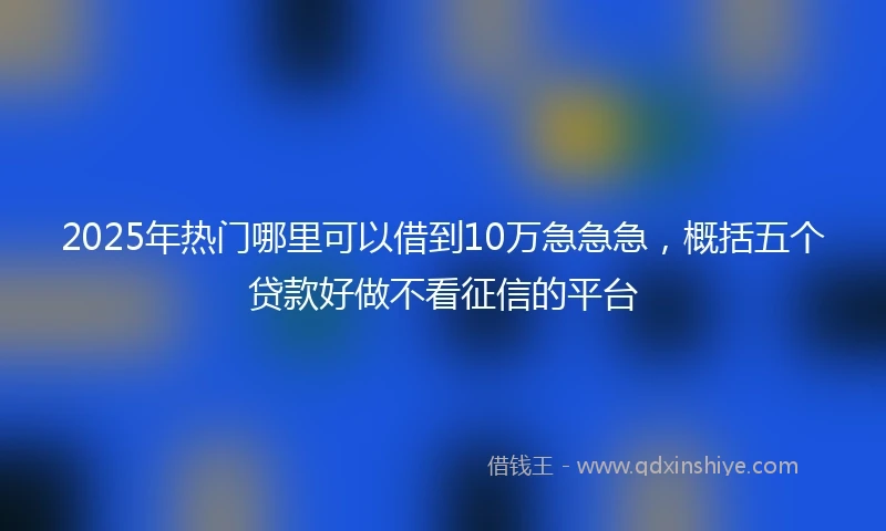 2025年热门哪里可以借到10万急急急,概括五个贷款好做不看征信的平台