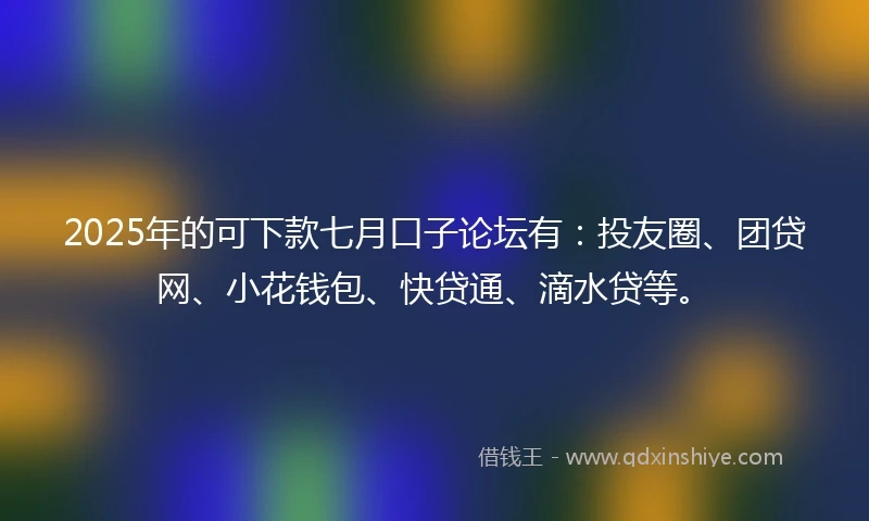 2025年的可下款七月口子论坛有：投友圈、团贷网、小花钱包、快贷通、滴水贷等。