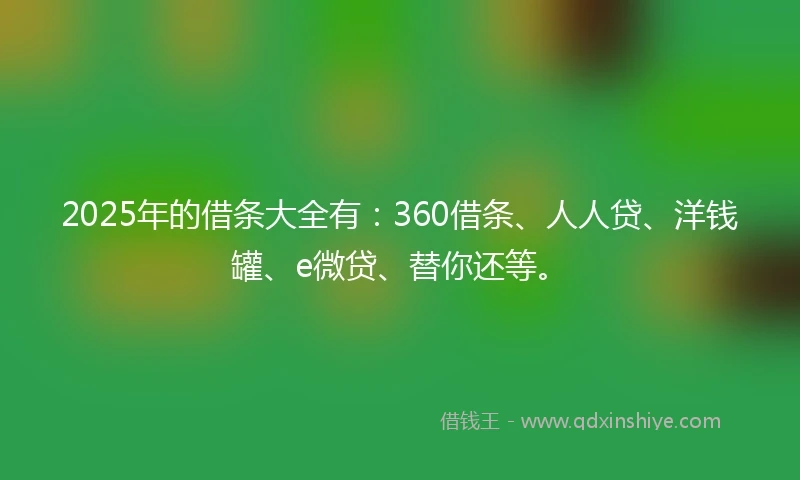 2025年的借条大全有:360借条、人人贷、洋钱罐、e微贷、替你还等。