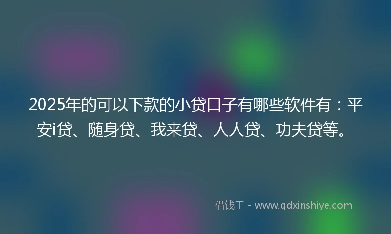 2025年的可以下款的小贷口子有哪些软件有：平安i贷、随身贷、我来贷、人人贷、功夫贷等。