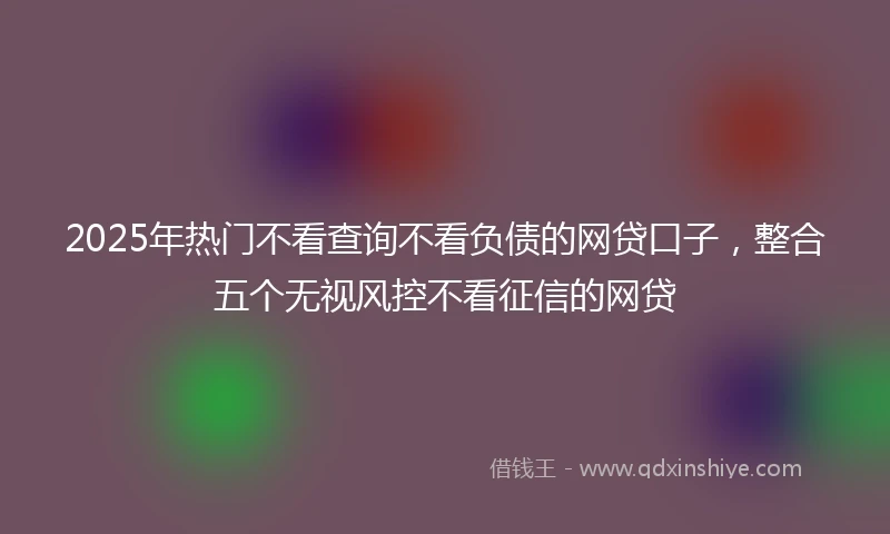 2025年热门不看查询不看负债的网贷口子，整合五个无视风控不看征信的网贷