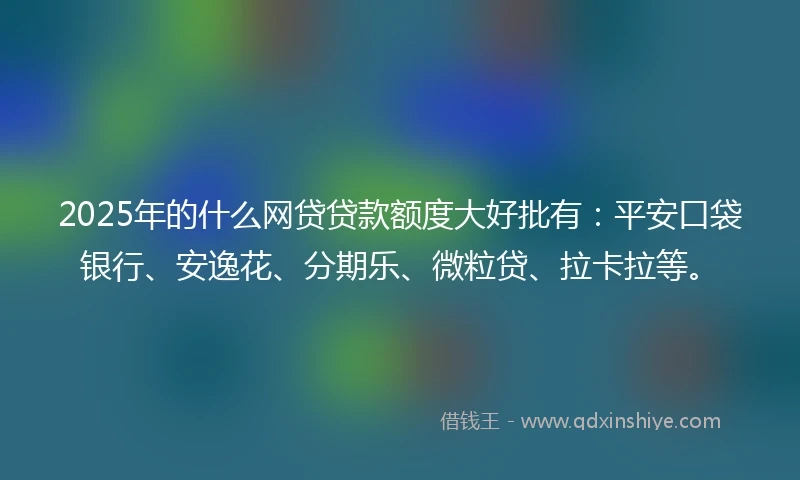 2025年的什么网贷贷款额度大好批有：平安口袋银行、安逸花、分期乐、微粒贷、拉卡拉等。