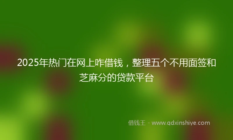 2025年热门在网上咋借钱，整理五个不用面签和芝麻分的贷款平台