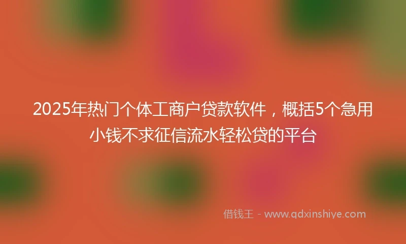 2025年热门个体工商户贷款软件,概括5个急用小钱不求征信流水轻松贷的平台