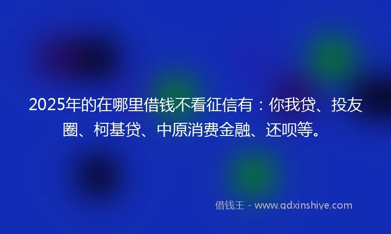 2025年的在哪里借钱不看征信有：你我贷、投友圈、柯基贷、中原消费金融、还呗等。
