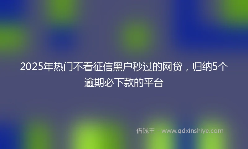 2025年热门不看征信黑户秒过的网贷，归纳5个逾期必下款的平台