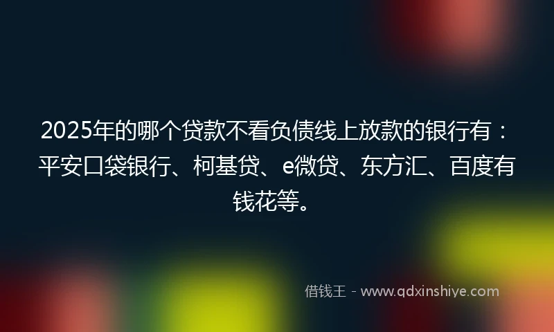 2025年的哪个贷款不看负债线上放款的银行有：平安口袋银行、柯基贷、e微贷、东方汇、百度有钱花等。