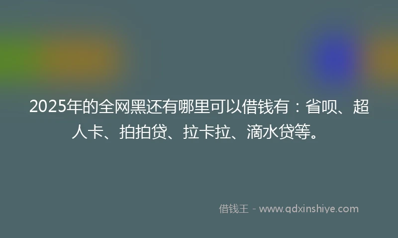 2025年的全网黑还有哪里可以借钱有：省呗、超人卡、拍拍贷、拉卡拉、滴水贷等。