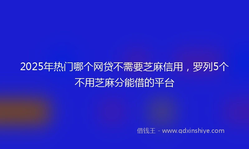 2025年热门哪个网贷不需要芝麻信用，罗列5个不用芝麻分能借的平台