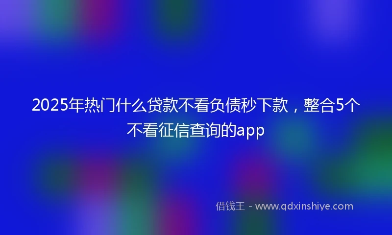 2025年热门什么贷款不看负债秒下款，整合5个不看征信查询的app