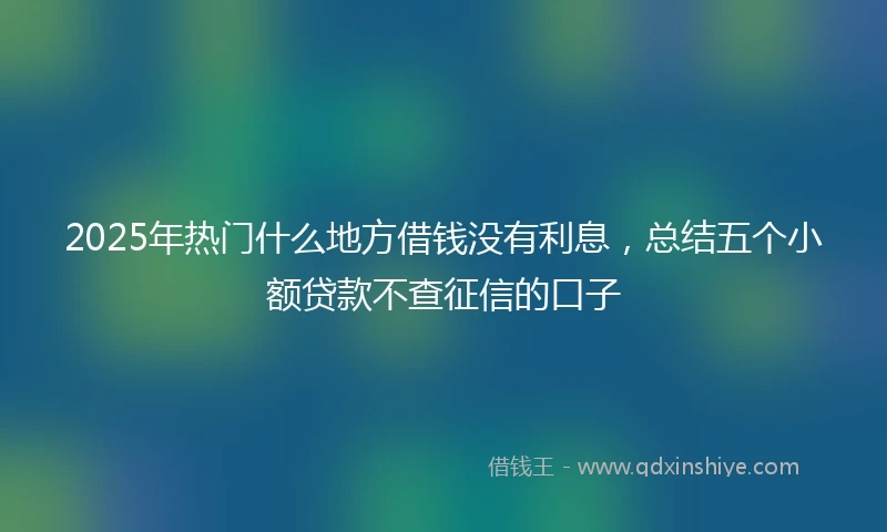 2025年热门什么地方借钱没有利息,总结五个小额贷款不查征信的口子