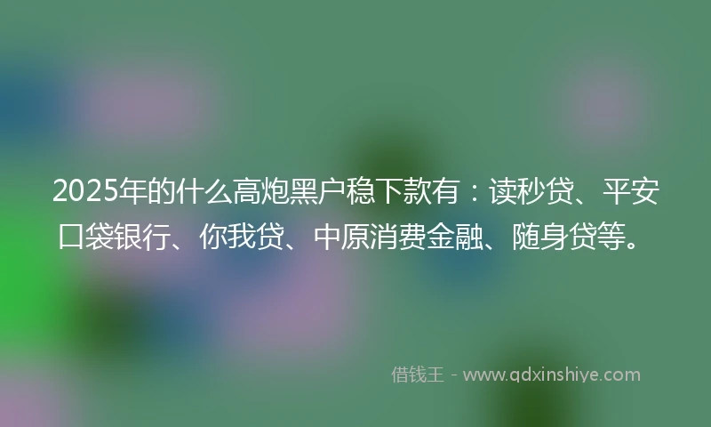2025年的什么高炮黑户稳下款有：读秒贷、平安口袋银行、你我贷、中原消费金融、随身贷等。