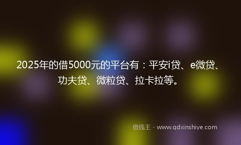2025年的借5000元的平台有:平安i贷、e微贷、功夫贷、微粒贷、拉卡拉等。