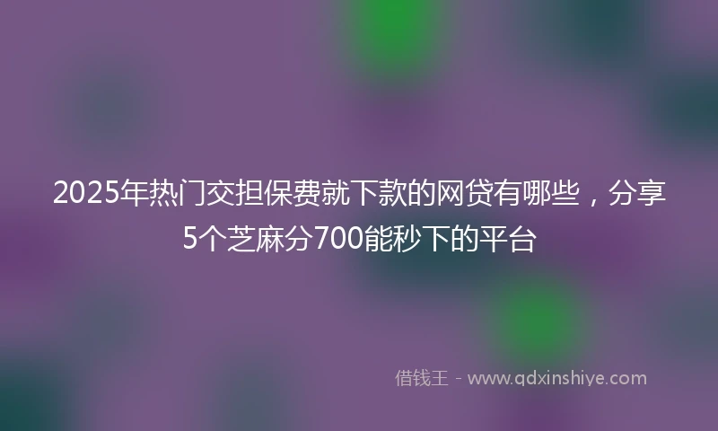 2025年热门交担保费就下款的网贷有哪些，分享5个芝麻分700能秒下的平台