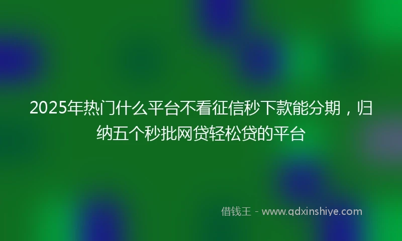 2025年热门什么平台不看征信秒下款能分期，归纳五个秒批网贷轻松贷的平台
