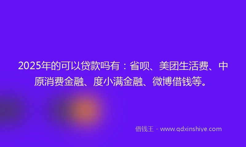 2025年的可以贷款吗有:省呗、美团生活费、中原消费金融、度小满金融、微博借钱等。