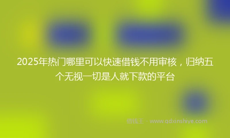2025年热门哪里可以快速借钱不用审核,归纳五个无视一切是人就下款的平台