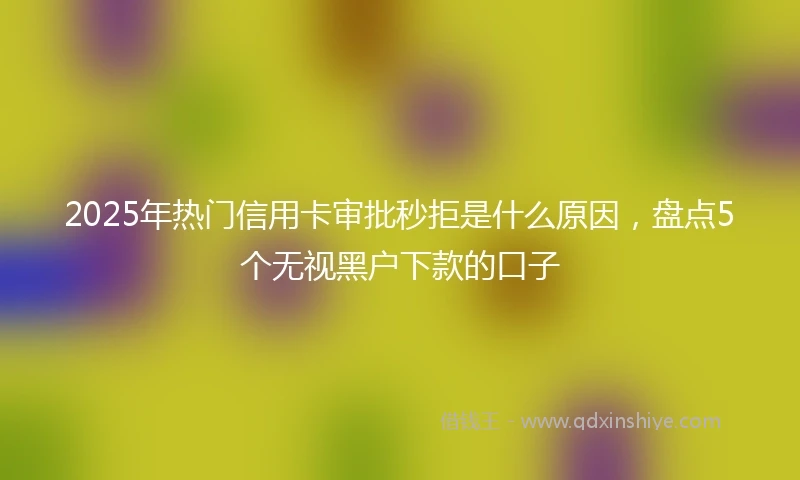 2025年热门信用卡审批秒拒是什么原因,盘点5个无视黑户下款的口子