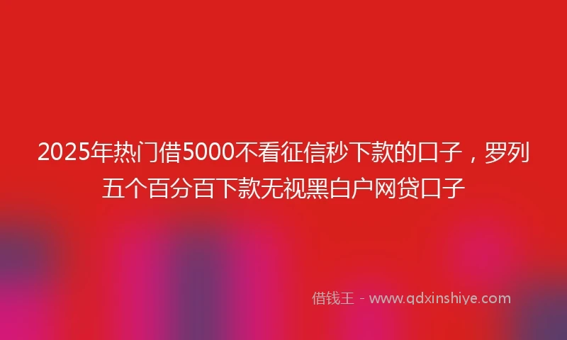2025年热门借5000不看征信秒下款的口子，罗列五个百分百下款无视黑白户网贷口子