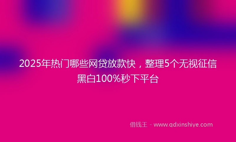 2025年热门哪些网贷放款快，整理5个无视征信黑白100%秒下平台