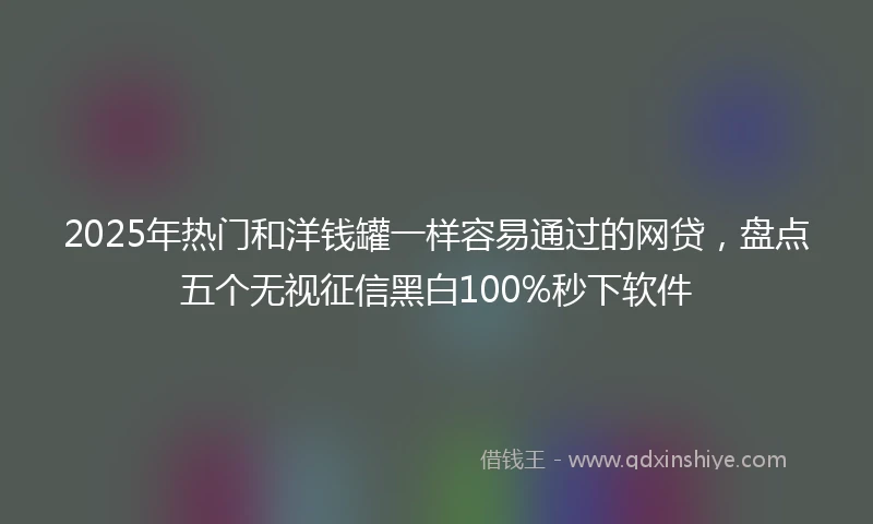 2025年热门和洋钱罐一样容易通过的网贷，盘点五个无视征信黑白100%秒下软件