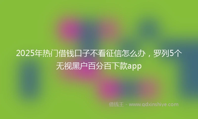 2025年热门借钱口子不看征信怎么办，罗列5个无视黑户百分百下款app