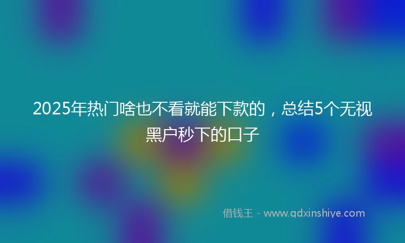 2025年热门啥也不看就能下款的，总结5个无视黑户秒下的口子