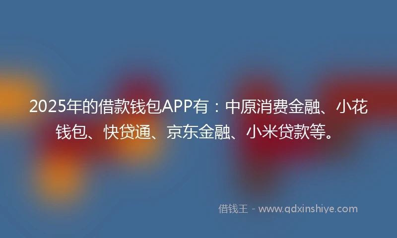 2025年的借款钱包APP有：中原消费金融、小花钱包、快贷通、京东金融、小米贷款等。