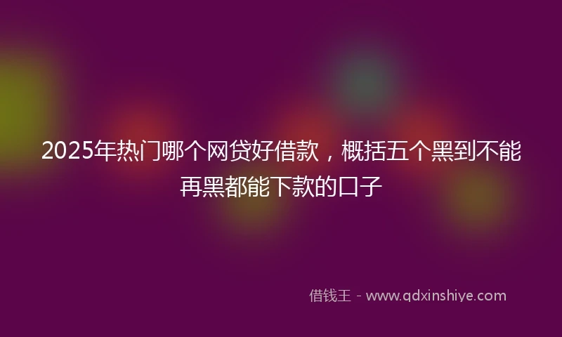 2025年热门哪个网贷好借款，概括五个黑到不能再黑都能下款的口子