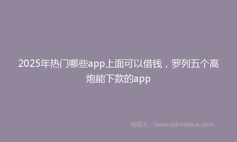 2025年热门哪些app上面可以借钱，罗列五个高炮能下款的app