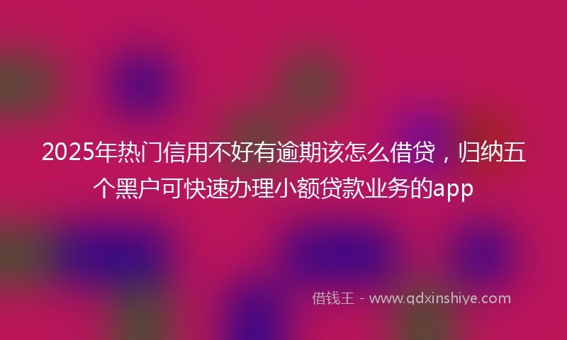 2025年热门信用不好有逾期该怎么借贷，归纳五个黑户可快速办理小额贷款业务的app