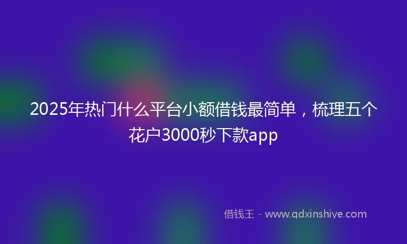 2025年热门什么平台小额借钱最简单,梳理五个花户3000秒下款app