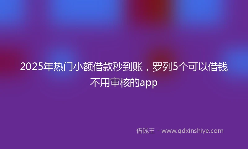2025年热门小额借款秒到账，罗列5个可以借钱不用审核的app