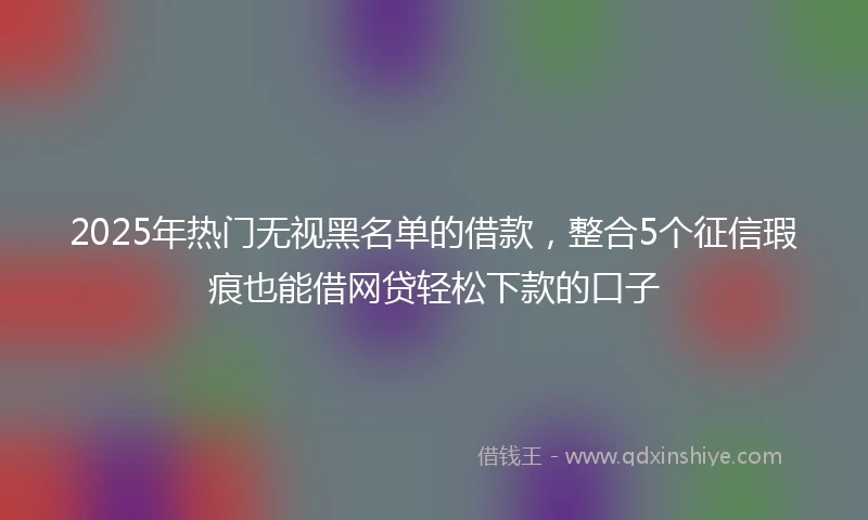2025年热门无视黑名单的借款，整合5个征信瑕疵也能借网贷轻松下款的口子