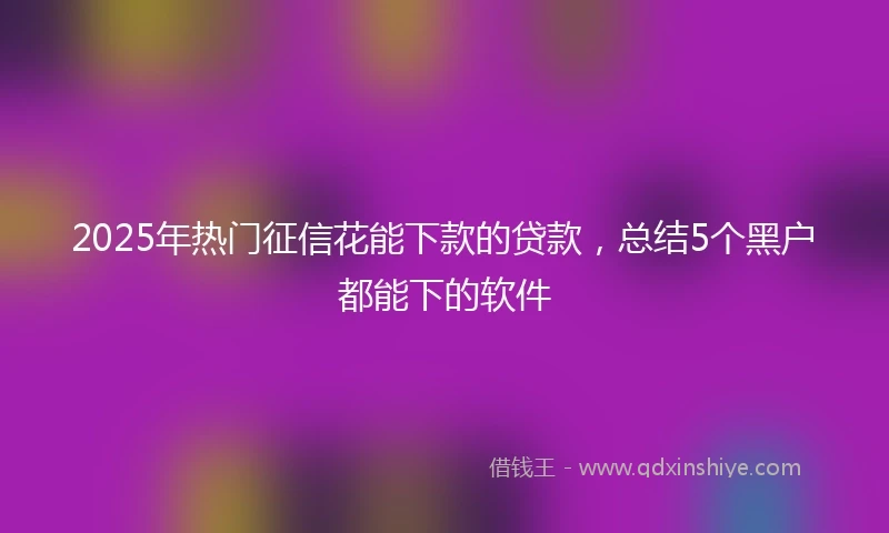2025年热门征信花能下款的贷款，总结5个黑户都能下的软件