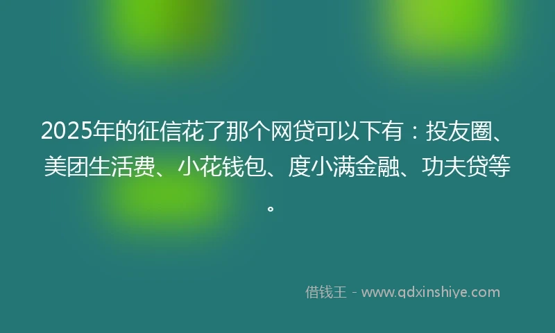 2025年的征信花了那个网贷可以下有：投友圈、美团生活费、小花钱包、度小满金融、功夫贷等。