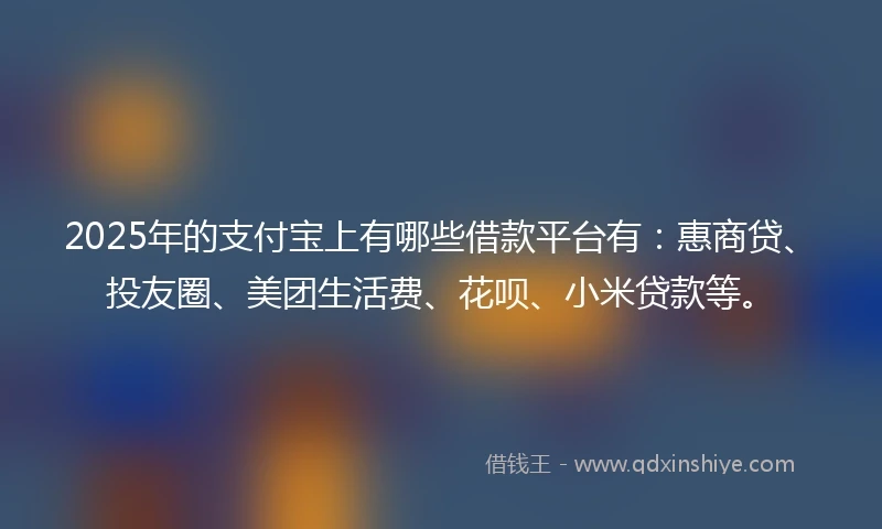 2025年的支付宝上有哪些借款平台有：惠商贷、投友圈、美团生活费、花呗、小米贷款等。