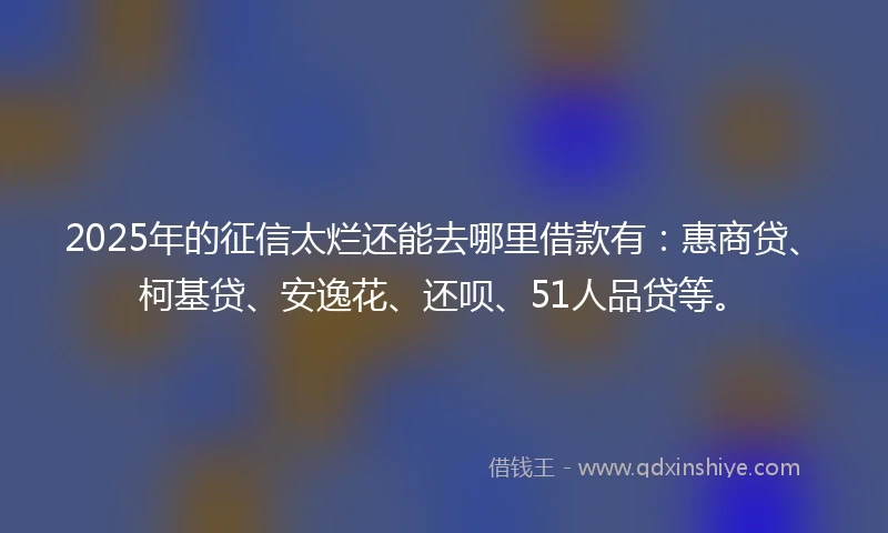 2025年的征信太烂还能去哪里借款有：惠商贷、柯基贷、安逸花、还呗、51人品贷等。
