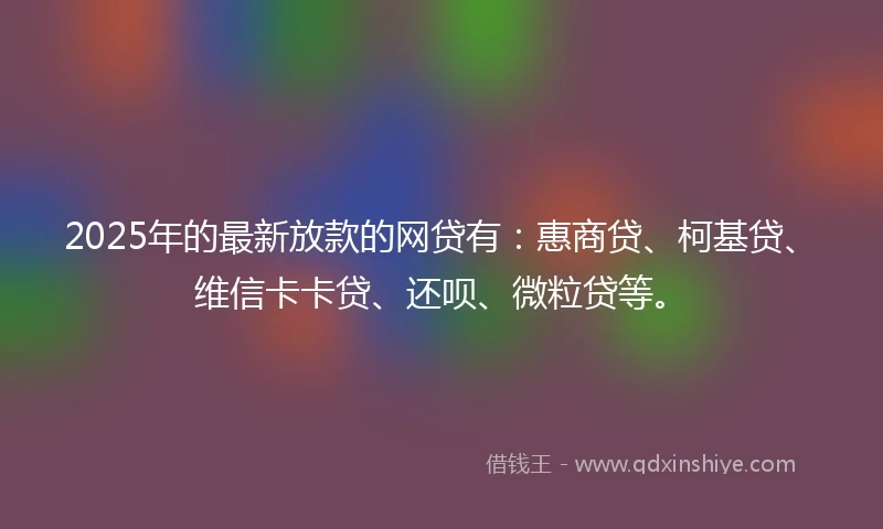 2025年的最新放款的网贷有：惠商贷、柯基贷、维信卡卡贷、还呗、微粒贷等。